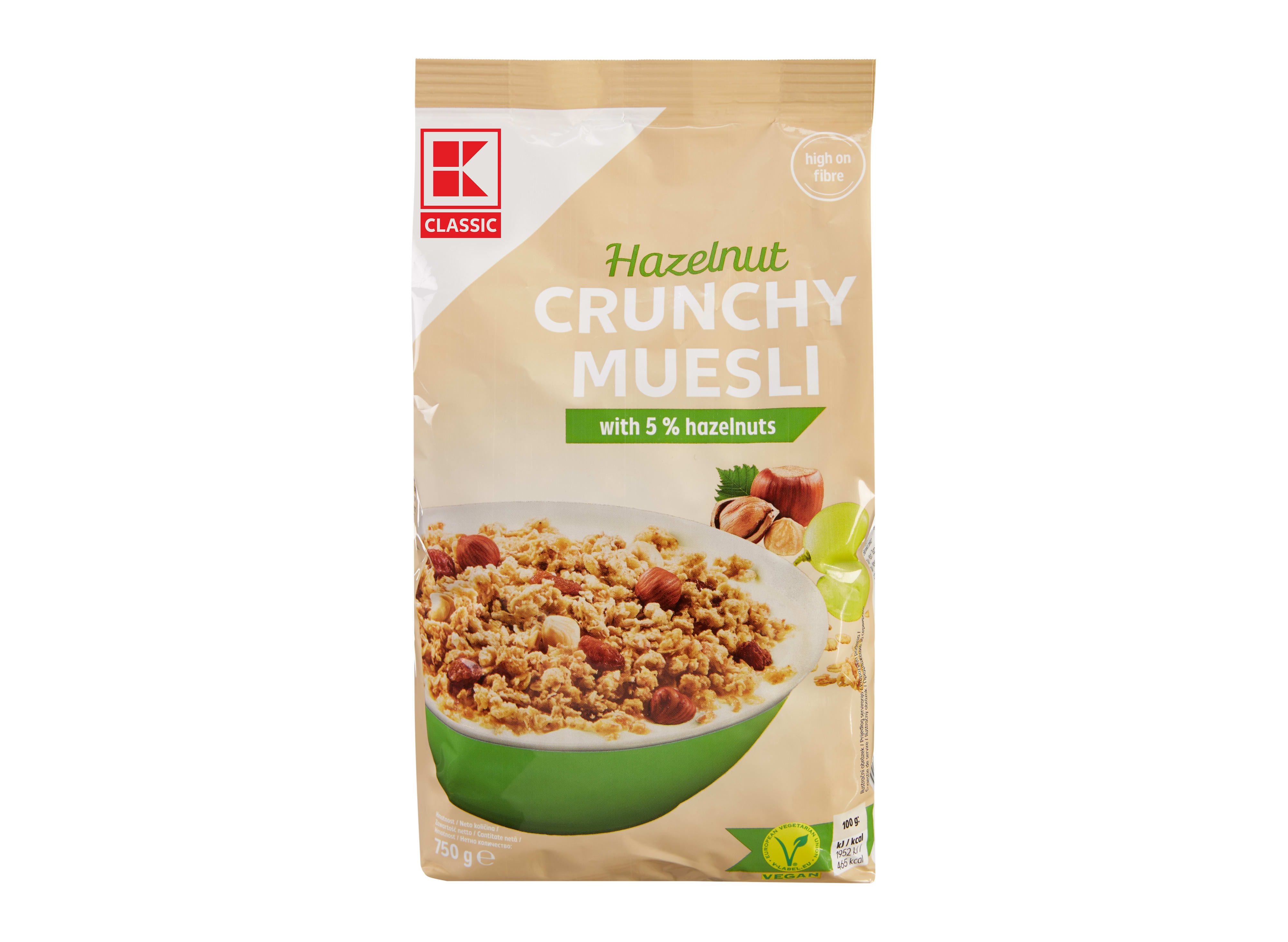 K-Classic мюсли крънч с ЯДКИ 5% лешник  750g