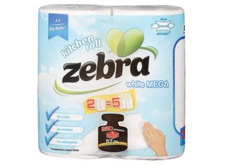 Zebra Кухненска ролкаWhiteMega целулоза,3-пласт.2бр\00038801