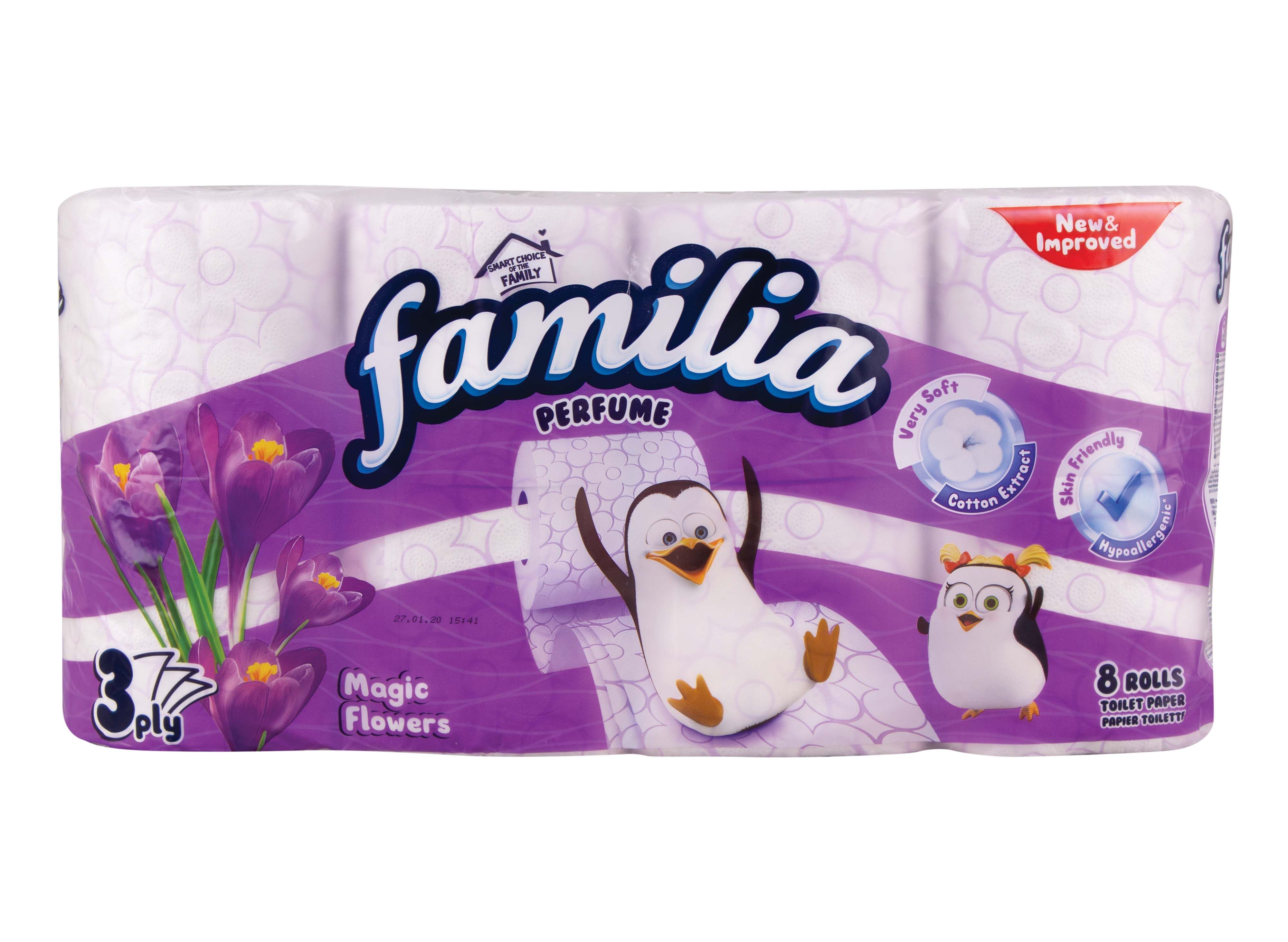 Familia тоалетна хартия Magicflower екстр. памук 3пл,
