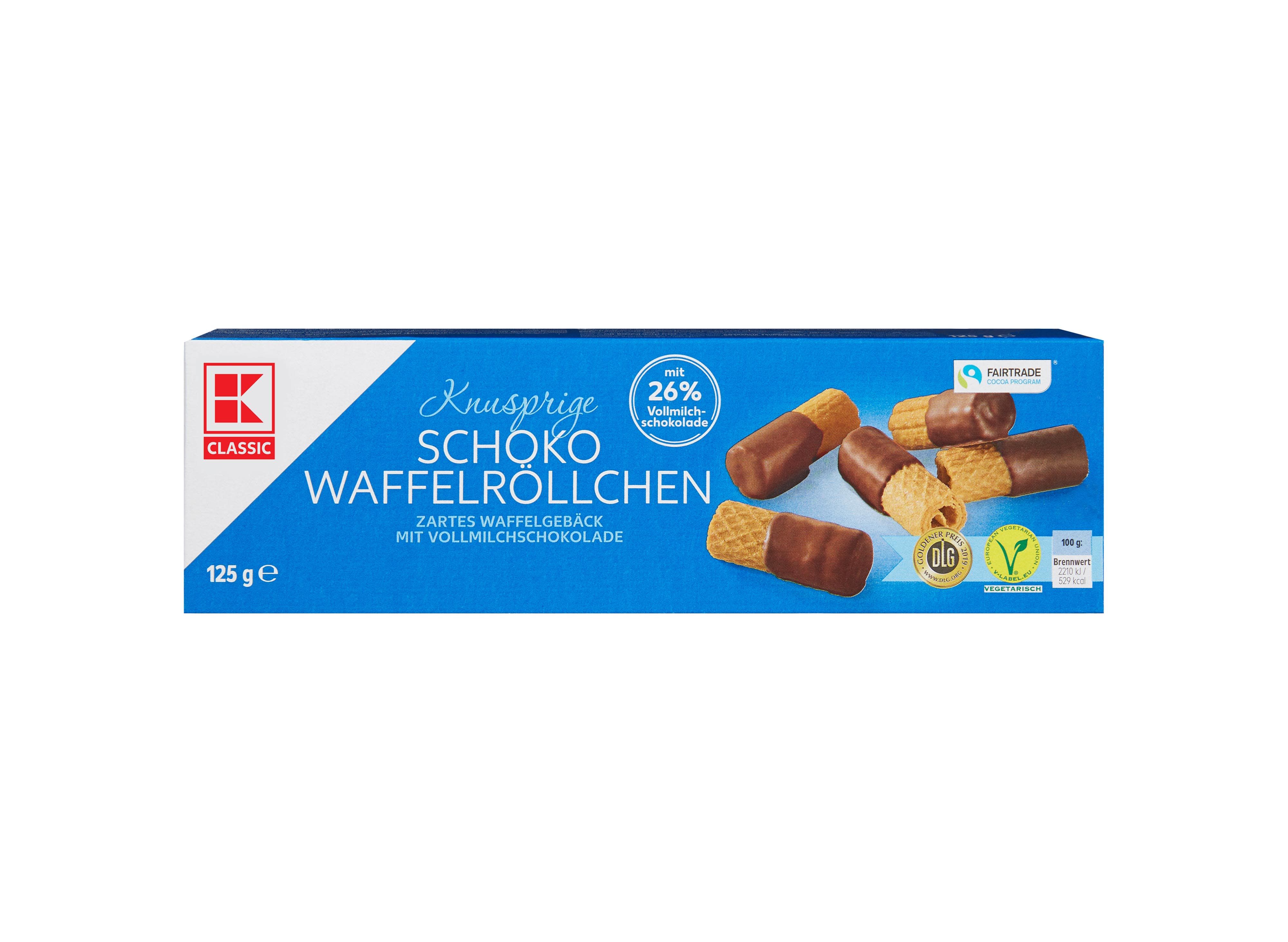 K-Classic Вафлени рулца с млечен шоколад  125g