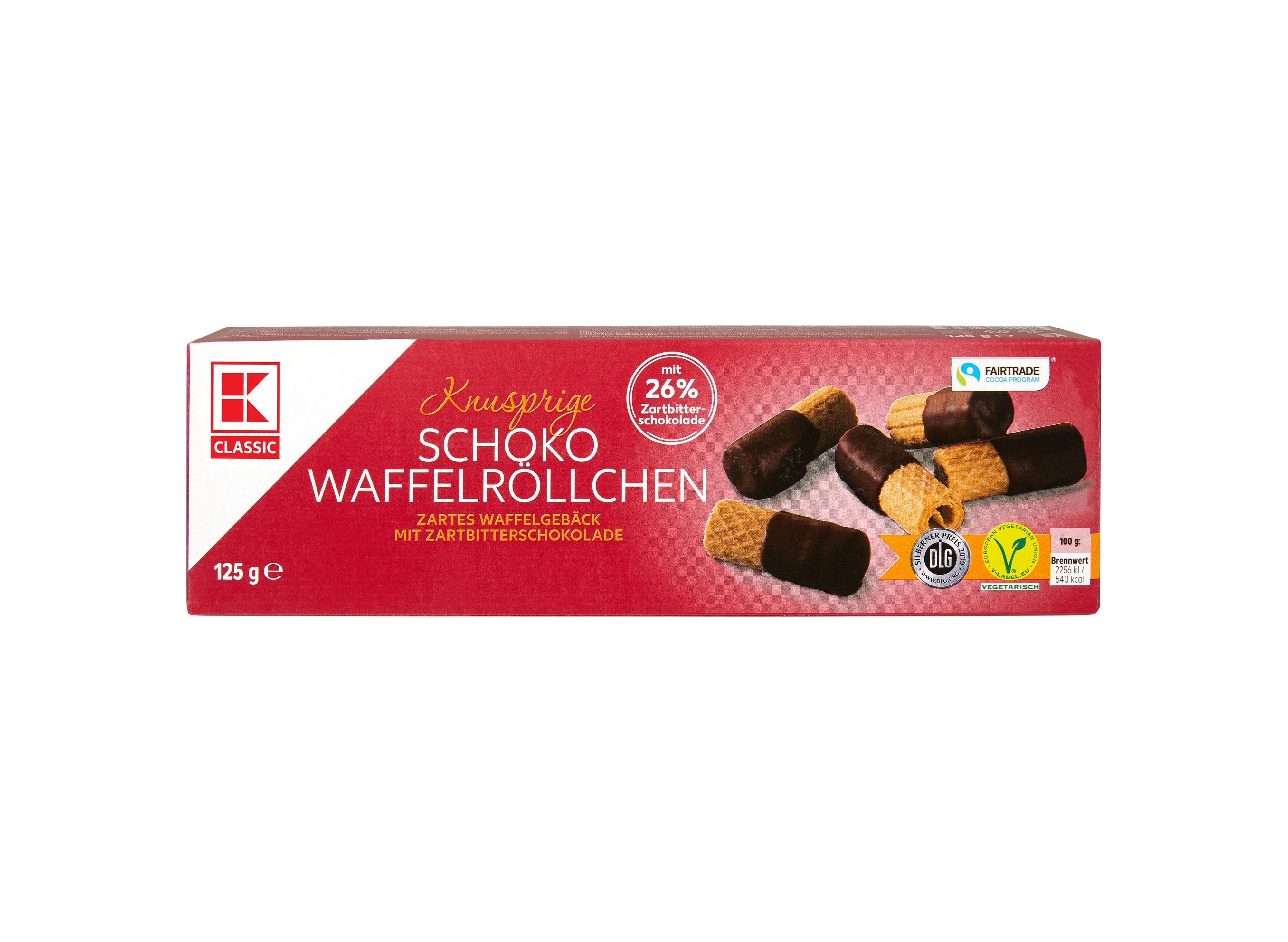K-Classic Вафлени рулца с натураен шоколад  125g