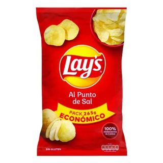 Patatas Fritas Lisas con Sal Lay'S Al Punto de Sal de 300 G.