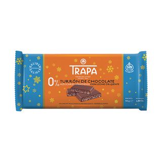 Turron nougat chocolat au lait croustillant 0% sucres ajoutés 110g - TRAPA