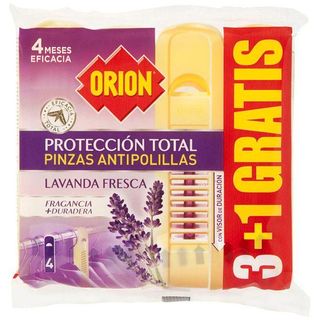 Pinzas Antipolillas y Antiácaros con Fragancia Lavanda Orion 4 Uds.