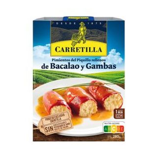 Pimientos Del Piquillo Rellenos de Bacalao y Gambas Carretilla 280 G.