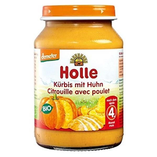 Holle Purê de Frango com Arroz Integral e Abóbora, 190g