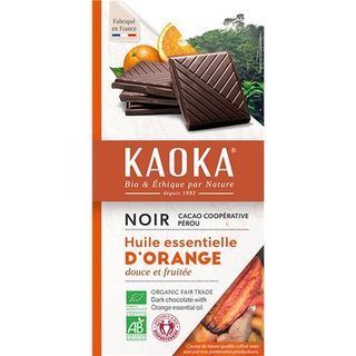 Chocolate Preto 55% Cacau Laranja Bio Fair Trade Kaoka 100 Gramas