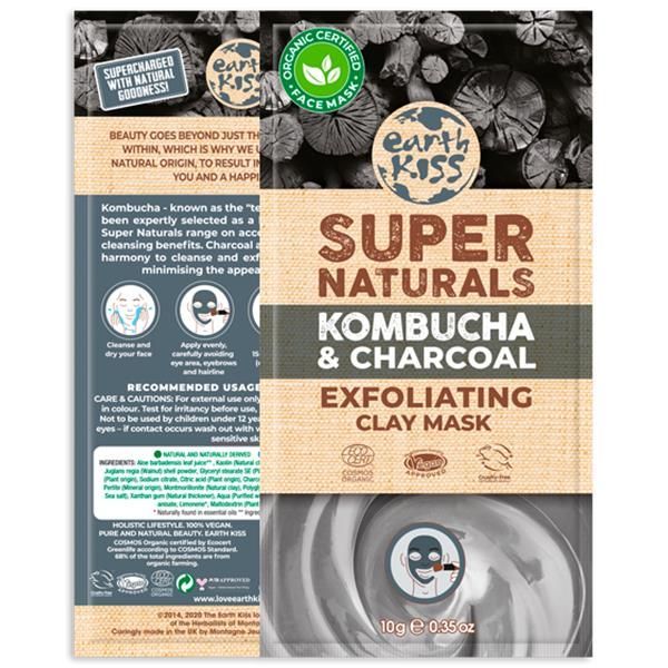 Máscara Facial Exfoliante Com Kombucha, Carvão E Argila Bio Earth Kiss 10 Gramas
