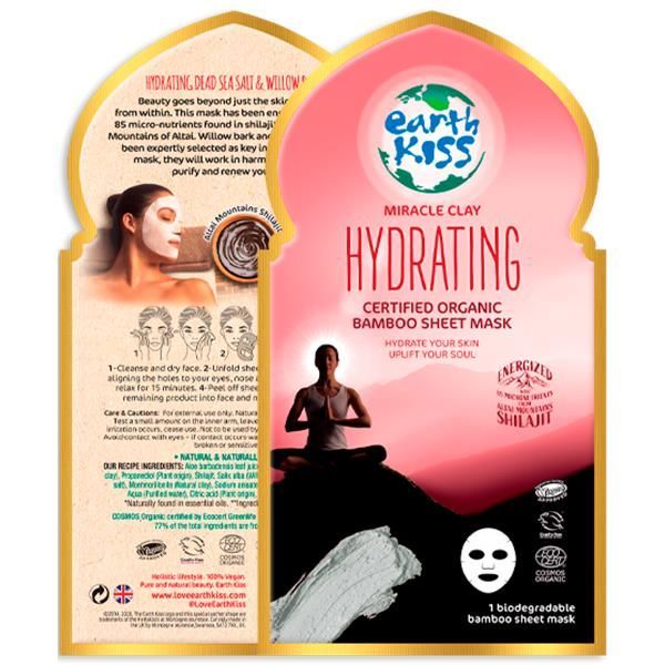 Máscara Facial Hidratante Toalhete, Argila E Salgueiro Bio Earth Kiss 1 Unidades