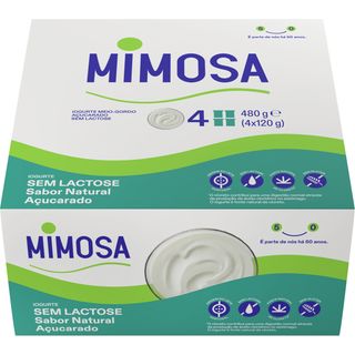 Iogurte Natural Açucarado sem Lactose Mimosa (emb. 480 gr (4 un))
