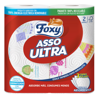 Papel Cocina Asso Ultra 3 Capas Foxy 2 Uds.