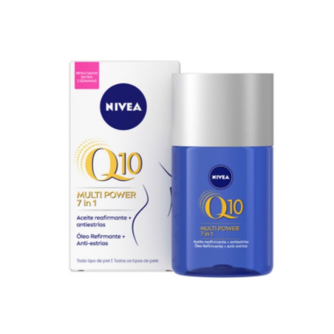 Nivea Óleo Refirmante + Anti-Estrias para Todos os Tipos de Pele Q10 Multi Power embalagem 100 ml
