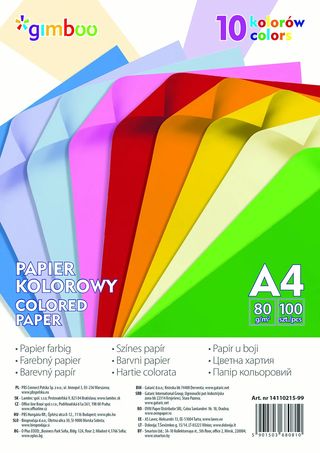 Papier Kolorowy 100 Kartek A4 10 Kolorów Neonowych