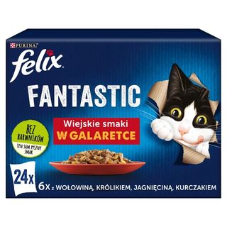 Felix Fantastic Karma Dla Kotów Wiejskie Smaki W Galaretce 2,04 Kg (24 X 85 G)