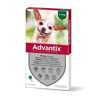 Advantix Pipeta Antiparasitária Cão Até 4 Kg 4x0,4ml