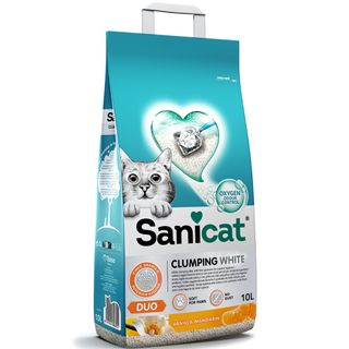 10 L Sanicat Clumping White Duo Arena Aglomerante para gatos