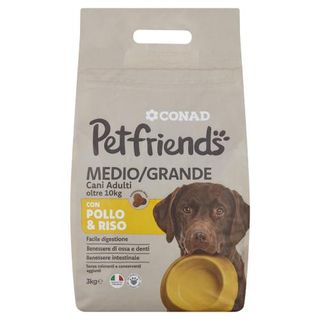 Conad Petfriends Medio/Grande Cani Adulti Oltre 10 Kg Con Pollo & Riso 3 Kg - 8003170075818