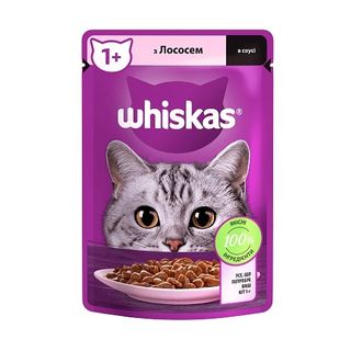 Вологий корм Whiskas з лосем в соусі для дорослих котів 85 g(г)