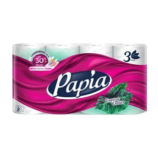 Туалетная бумага "PAPIA" Клубничная мечта (3х-сл., 8 рул.)- 1508