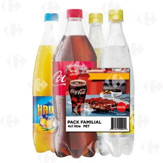 Boisson gazeuse Pack mixte (Coca, Hawai, Schweppes Tonic/Citron) bouteille 4x1L