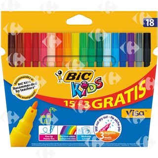 Feutres Visa de Coloriage à Pointe Fine BIC15 pièces +3 Gratuits