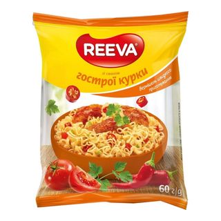 Вермішель 60 г REEVA швидкого приготування зі смаком гострої курки м/уп