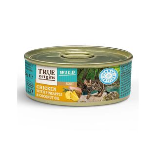 85 g True Origins Wild Summer Patê enlatado de frango com ananás e óleo de coco para gatos