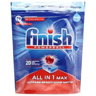 Засіб для миття посуду в посудомийних машинах Finish Powerball All in 1 Max в таблетках 20 шт.