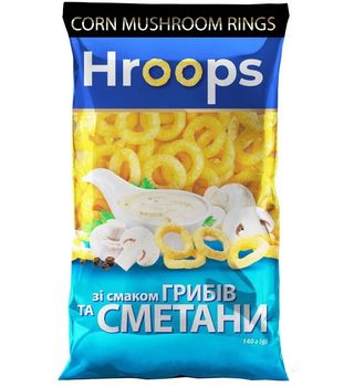 Снеки Кукурудзяні Hroops Зі Смаком Грибів Та Сметани 140Г