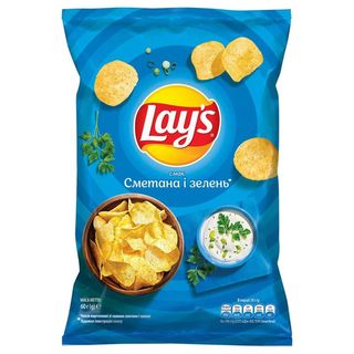 Чипси Lay's картопляні зі смаком сметани і зелені, 60 г