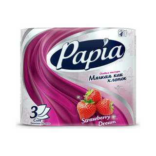 Զուգարանի թուղթ «Papia» եռաշերտ, ելակ 4հատ