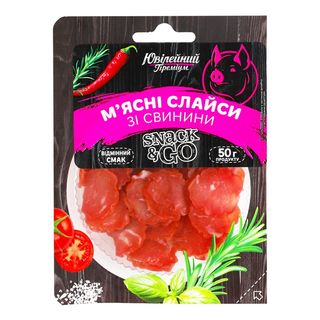 Слайси Ювілейний Преміум Snack&Go м'ясні зі свинини сирокопчені 50 г
