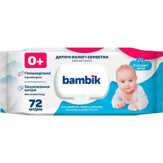 Серветки вологі з екстрактом липи Bambik 72шт