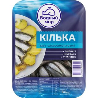 Кілька Водний Світ без голови слабосолона в олії 180 г