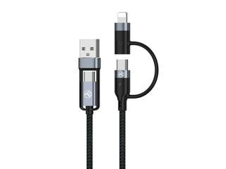 Cablu 4In1 Tellur Usb/Type-C La Type-C (Pd65W)/Lightning (Pd20W) 1M Negru