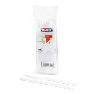 Igor Couteau en Plastique Blanc 18cm 20 Unités