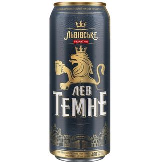 Пиво 0,48 л Львівське Лев темне пастеризоване 4,7% ж/б