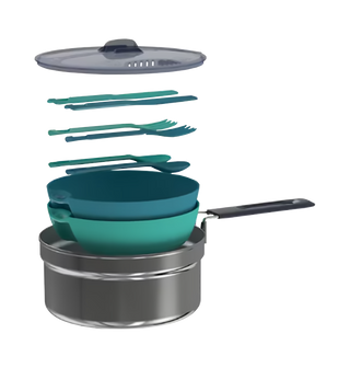 Fiambrera de camping 2 personas, 10 elementos de acero inoxidable Quechua MH100.Talla única Gris