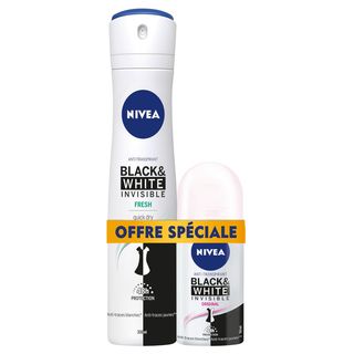 Lot Atomiseur 20ml + Roll-on Black & White Femmes NIVEA 50ml