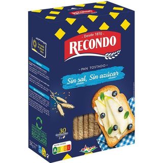 Pan Tostado Equilibrio sin Sal y sin Azúcares Añadidos Recondo 270 Gr,