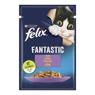 Вологий корм FELIX Fantastic для дорослих котів шматочки в желе з ягням 85 г