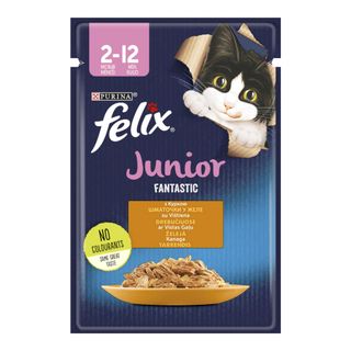 Вологий корм Felix Fantastic Junior для кошенят шматочки в желе з куркою 85 г