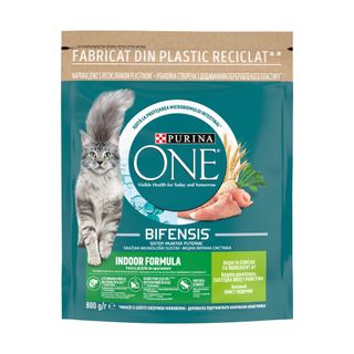 Сухий корм PURINA ONE Indoor для дорослих котів що постійно перебувають у приміщенні комплекс Bifensis з індичкою 800 г