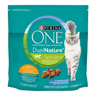 Сухий корм PURINA ONE Adult Dual Nature Spirulina для дорослих котів з куркою 1.4 кг