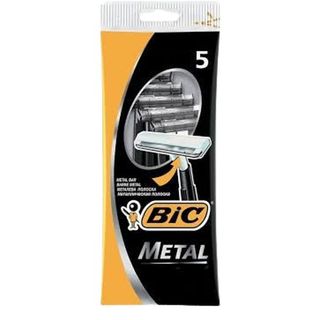BIC Metal, Rasoirs Jetables pour Homme dotés d’une Lame en Acier Inoxydable 
Renforcée de Chrome et d’une Barre de Protection - Pochette de 5