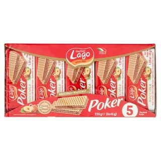 Gaufrettes à la crème de noisettes Poker 5 unités x 45g - GASTONE LAGO