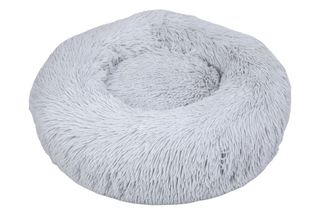 Leeby Cama Redonda Antiestrés de Pelo Gris para gatos