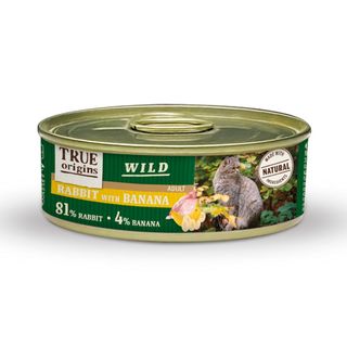 85 g True Origins Wild Adulto Coelho e Banana lata para gatos [TRW40782]