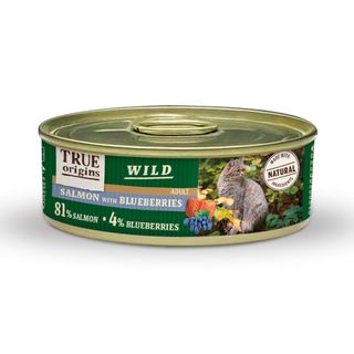 0.085 KG True Origins Wild Adult Salmón y Arándanos lata para gatos