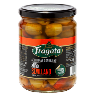 Aceitunas Fragata con hueso aliño sevillano 420 gr.